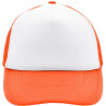 Casquette trucker 5 panneaux personnalisée en broderie blanc orange fluo