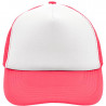 Casquette trucker 5 panneaux personnalisée en broderie blanc rose fluo