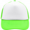 Casquette trucker 5 panneaux personnalisée en broderie blanc vert fluo