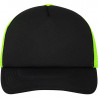 Casquette trucker 5 panneaux personnalisée en broderie noir neon jaune
