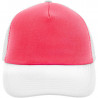 Casquette trucker 5 panneaux personnalisée en broderie rose fluo blanc