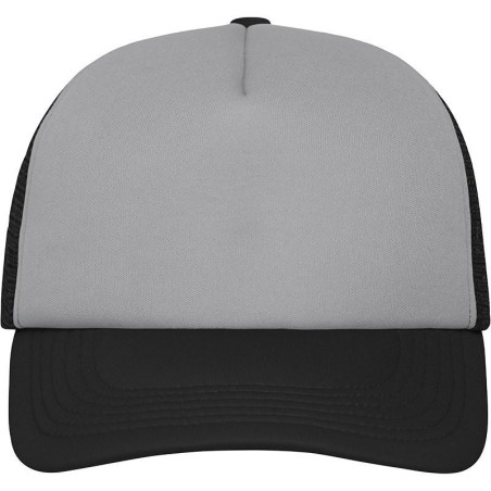 Casquette trucker 5 panneaux personnalisée en broderie gris foncé noir
