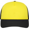 Casquette trucker 5 panneaux personnalisée en broderie jaune soleil noir
