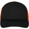 Casquette trucker 5 panneaux personnalisée en broderie noir neon orange