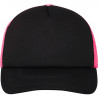 Casquette trucker 5 panneaux personnalisée en broderie noir neon rose