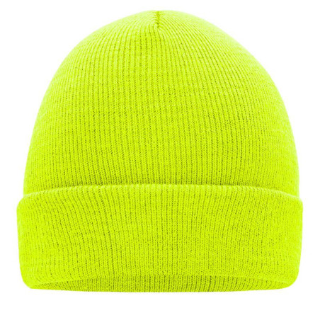 Bonnet tricot personnalisé en broderie jaune vif