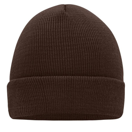 Bonnet tricot personnalisé en broderie chocolat