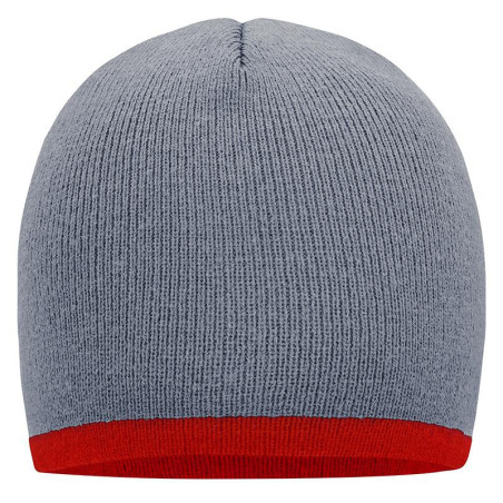 Bonnet avec bord contrasté personnalisé en broderie gris clair bourgogne