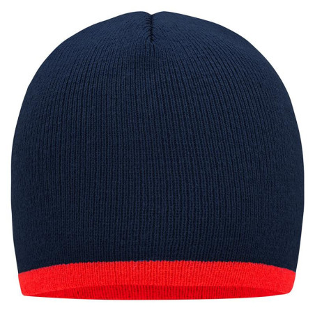 Bonnet avec bord contrasté personnalisé en broderie marine rouge
