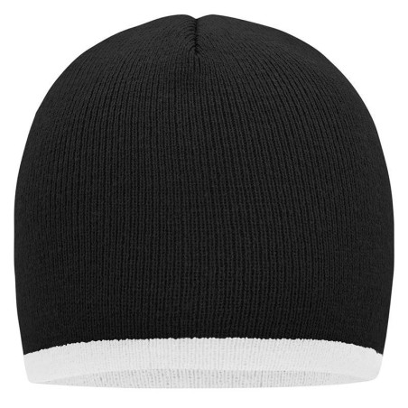 Bonnet avec bord contrasté personnalisé en broderie noir blanc