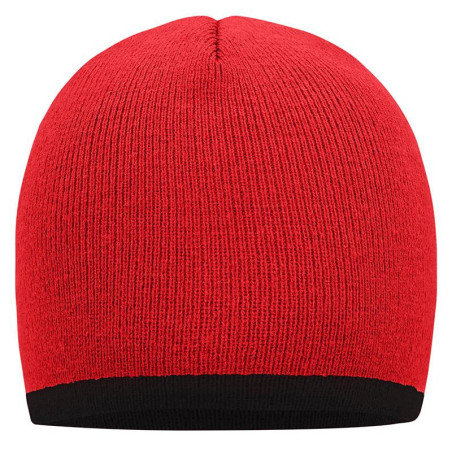 Bonnet avec bord contrasté personnalisé en broderie rouge noir