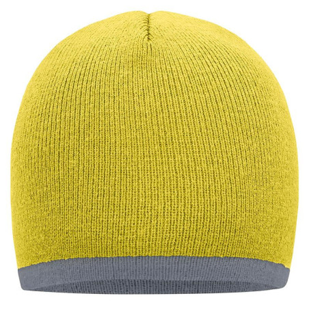 Bonnet avec bord contrasté personnalisé en broderie jaune gris clair