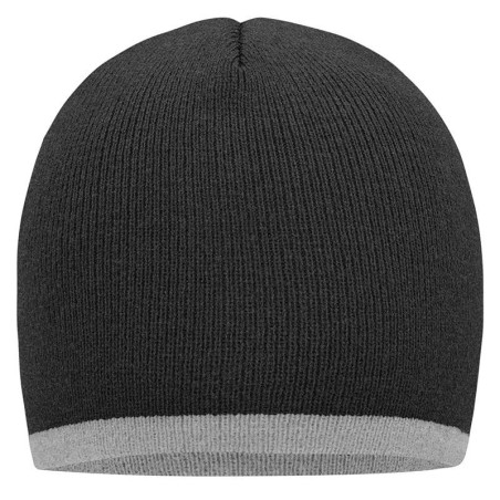 Bonnet avec bord contrasté personnalisé en broderie gris mélange gris clair mélange
