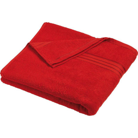 Serviette de bain personnalisée en broderie rouge