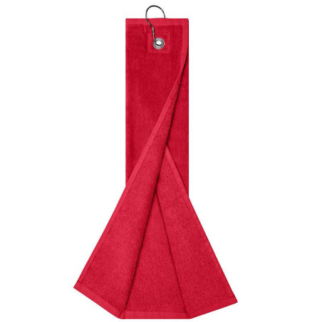 Serviette golf personnalisée en broderie rouge