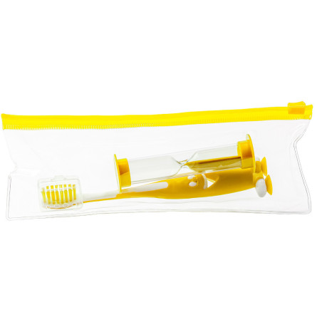 Brosse à dents mesler à personnaliser jaune pochette