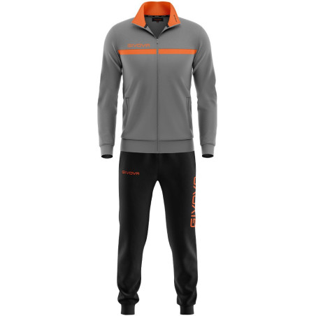 Ensemble de survêtement Givova Polarfleece gris orange fluo noir