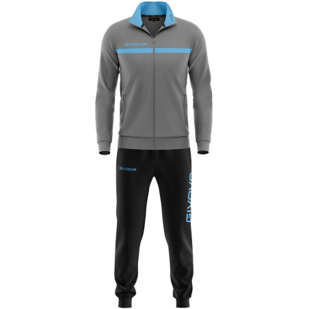 Ensemble de survêtement Givova Polarfleece gris bleu ciel noir