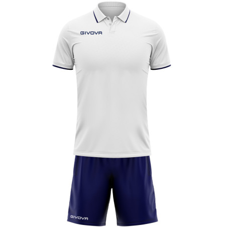Kit Maillot et Short Givova Street blanc/marine