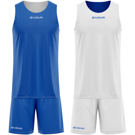 Kit de basket reversible Givova Double bleu roi/blanc