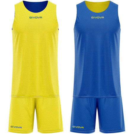 Kit de basket reversible Givova Double jaune/bleu roi