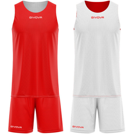 Kit de basket reversible Givova Double rouge/blanc