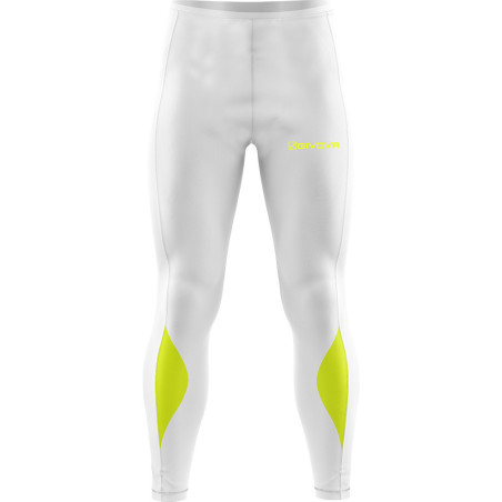 Pantalon de running Givova blanc/jaune fluo