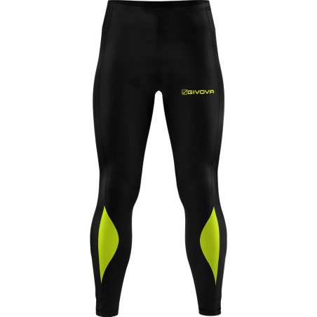 Pantalon de running Givova noir/jaune fluo