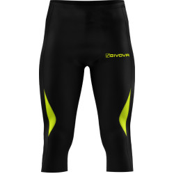 Pantacourt de running Givova noir/jaune fluo
