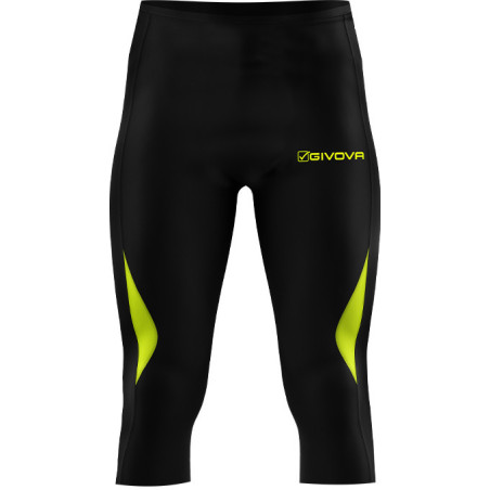 Pantacourt de running Givova noir/jaune fluo