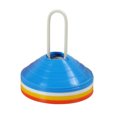 Kit 20 disques de délimitation avec encoche jaune/rouge/blanc/bleu