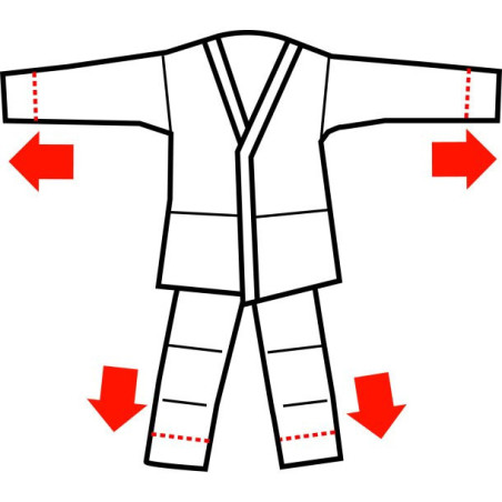 Kimono de karaté enfant évolutif schéma