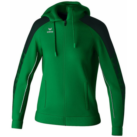 Veste d'entraînement Femme ERIMA Evo Star avec capuche emeraude pine grove face