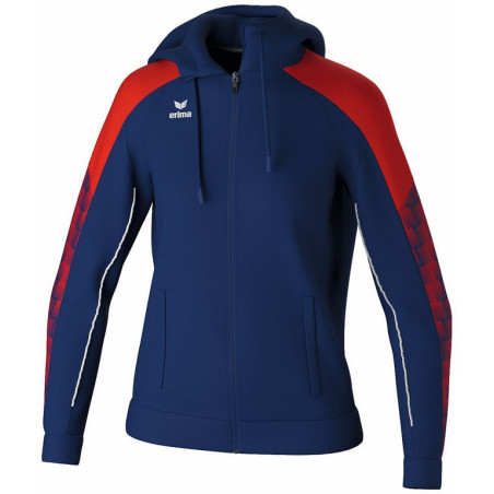 Veste d'entraînement Femme ERIMA Evo Star avec capuche new navy rouge face
