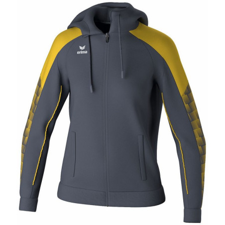 Veste d'entraînement Femme ERIMA Evo Star avec capuche slate grey jaune face