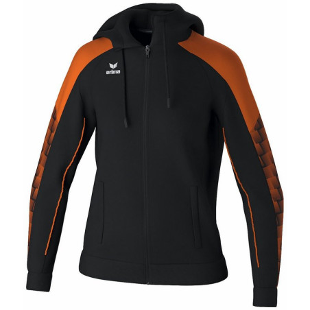 Veste d'entraînement Femme ERIMA Evo Star avec capuche noir orange face