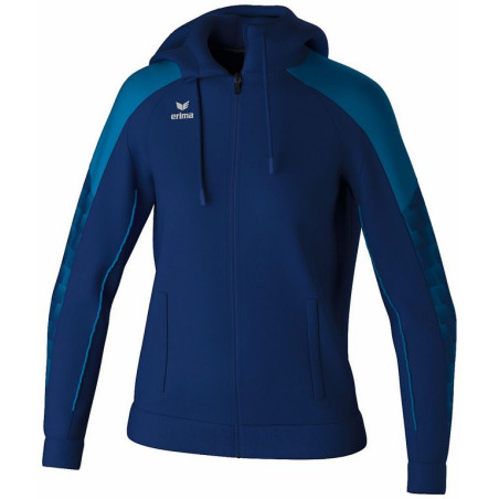Veste d'entraînement Femme ERIMA Evo Star avec capuche new navy mykonos blue face