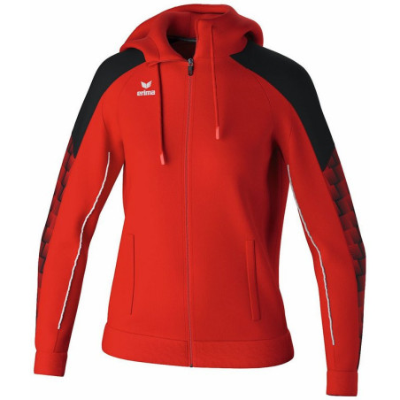 Veste d'entraînement Femme ERIMA Evo Star avec capuche rouge noir face