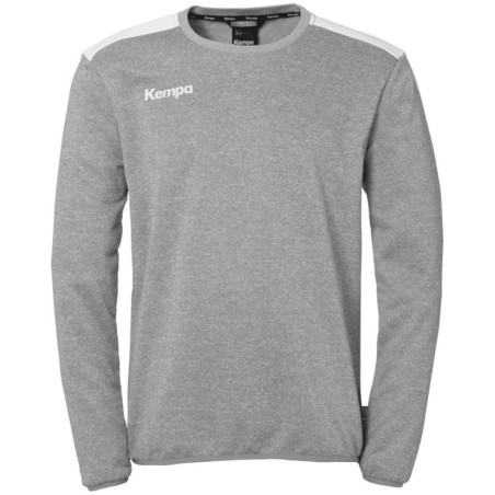 Sweat EMOTION 27 Kempa gris fonce chine/blanc