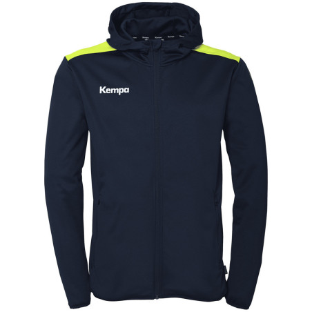 Veste de survêtement à capuche Kempa Emotion 27 bleu marine/jaune fluo