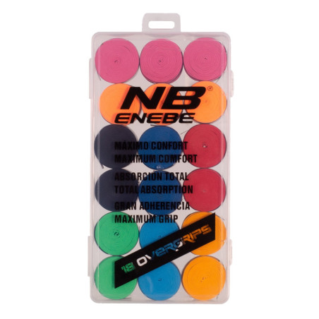 Boîte de 18 surgrips pour raquettes de Padel lisses ENEBE
