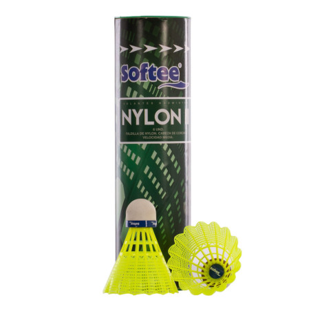 Tube de 6 vollants de badminton SOFTEE en nylon