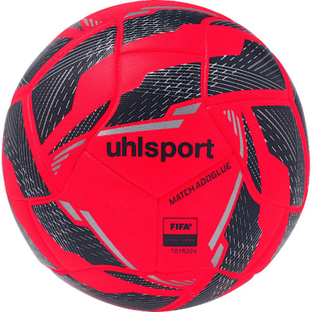 Ballon de football Uhlsport Match Addglue rouge fluo/bleu marine/argent