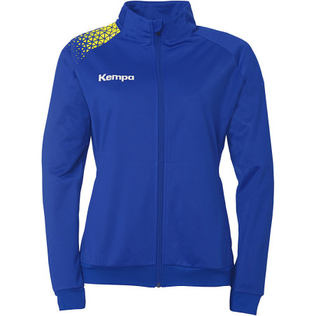 Veste de survêtement Kempa Femme Ambition 28 Bleu Roi Jaune Citron face