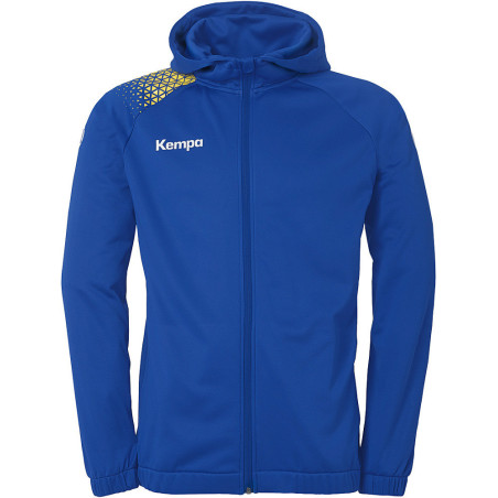 Veste de survêtement à capuche Kempa Ambition 28 Bleu Roi Jaune Citron face