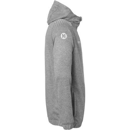 Veste de survêtement à capuche Kempa Ambition 28 Gris Foncé Chiné Blanc côté