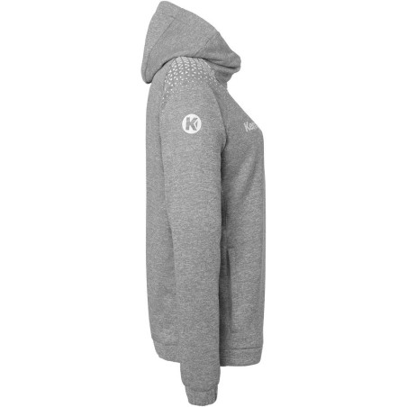 Veste de survêtement à capuche Kempa Femme Ambition 28 Gris Foncé Chiné Blanc côté