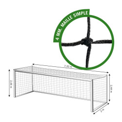 Filets de Football à 11 Européens – PE Tressé 4 mm – Maille 145 – Avec Nœuds – La Paire 2