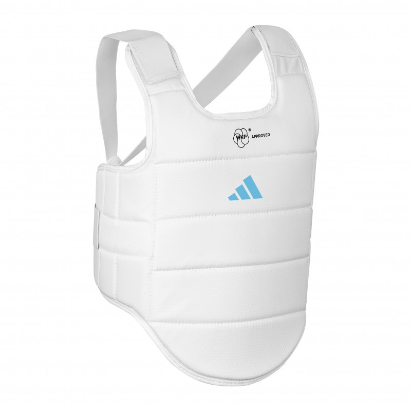 Plastron WKF ADIDAS Blanc Logo Bleu Homologué | CLUB-SHOP.fr