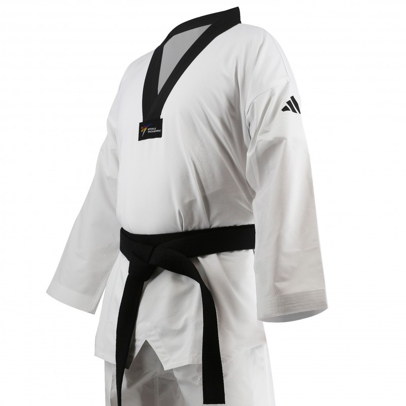Dobok CHAMPION II Adidas Tissu Strié Col Blanc ou Noir | CLUB-SHOP.fr
